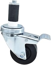 BK Resources 3" Hard Rubber 1-1/4" Expanding Stem Swivel Caster for Work Tables with Total Lock Brake, NSF, 300lb Capacity Per Wheel