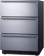 Summit 24" 3 Drawer Refrigerator, Outdoor, Stainless Steel- SP6DS3D | 4.9 cu.ft. Capacity, Weatherproof, Built-in, Digital Thermostat
