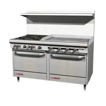 Southbend S-Series 60" Gas Restaurant Range w/ (2) Open Burners by SOUTH BEND – 3.9 cubic_feet, Iron, Model S60AD-4TR