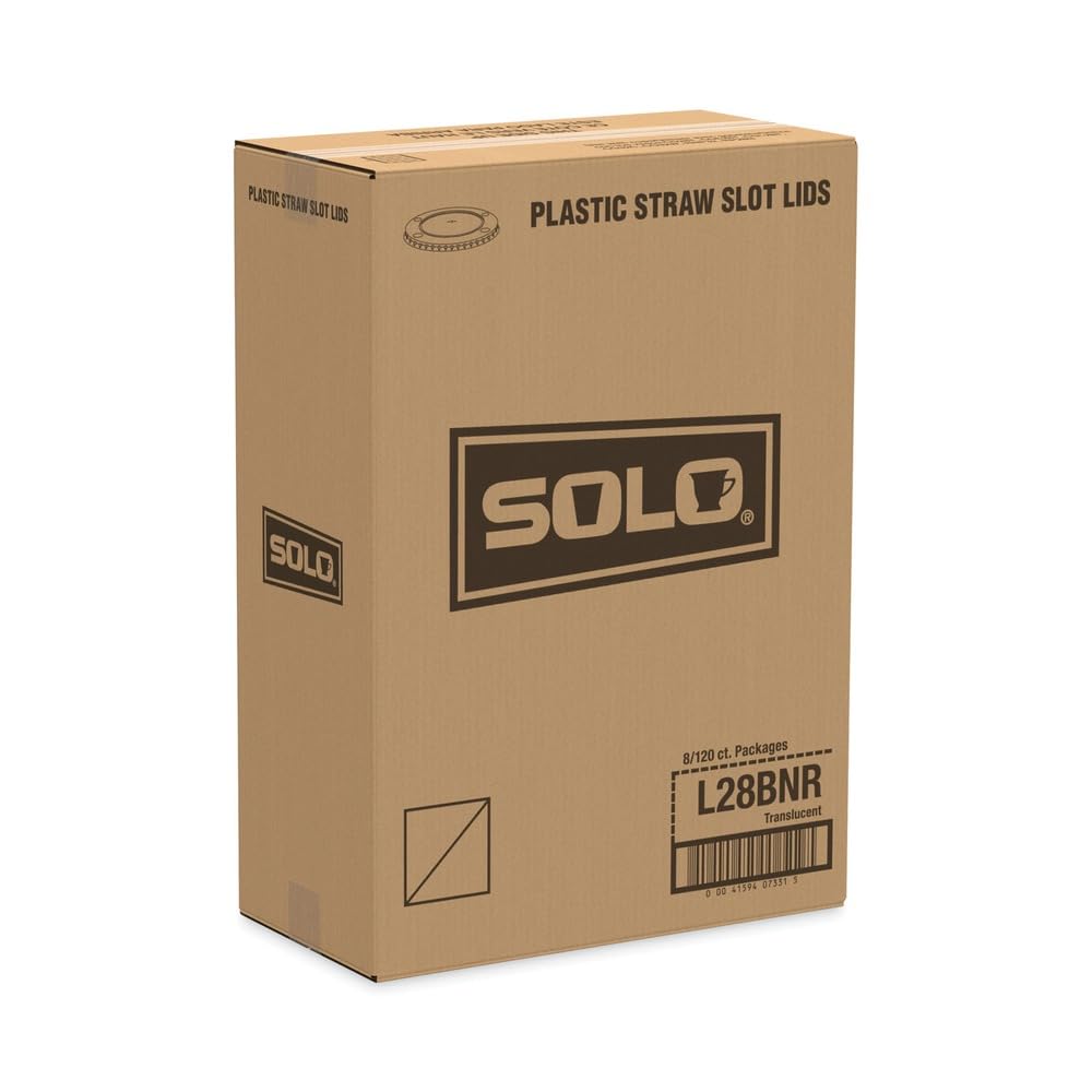 Identification Straw Slot Translucent Plastic Lid - For Solo Paper Cold Cups (Case of 960) – One Size, Plastic, Translucent, Pack of 960, Model L28BNR