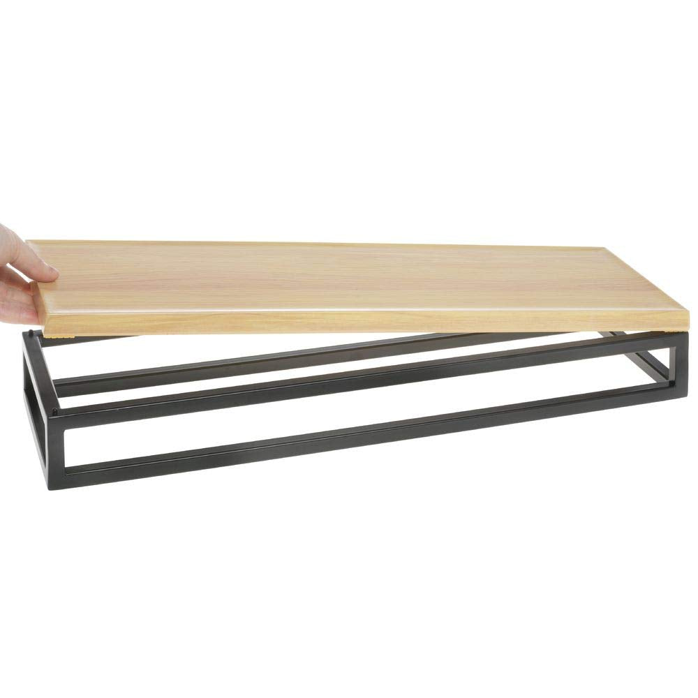 Black Display Riser with Butcher Block Top - 3 1/5" H by HUBERT – Metal, Black, Model 33037+40377