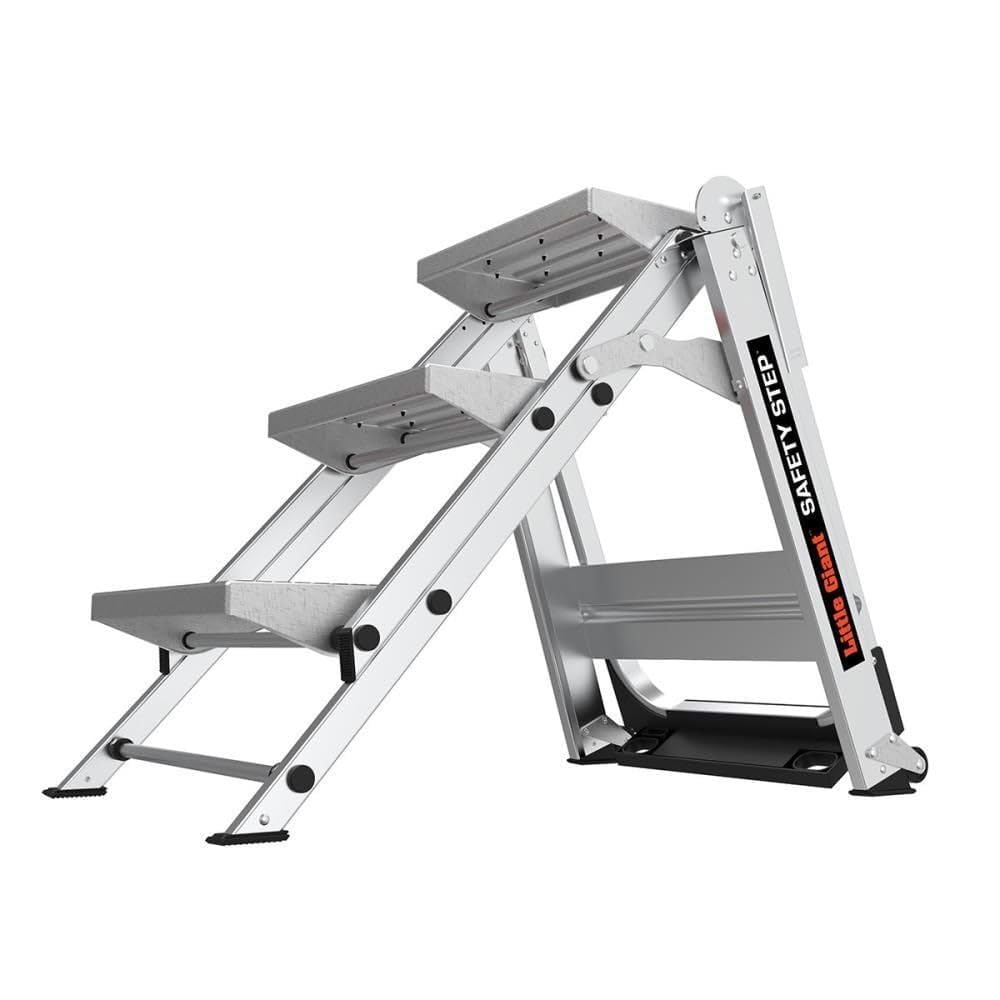 Utility Step Stool by Little Giant – 44"L x 22"W x 5.5"H, Aluminum, Black/Gray, Model 10310BA