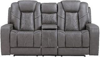 Steve Silver Daniel Triple Power Leather Theater Love Seat in Gray
