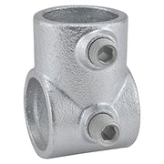 1" Size Single Socket Tee Pipe Fitting (1.375" Fitting I.D.) by Global Industrial – 2"L x 2.75"W x 1.75"H, Galvanized Iron, Gray, Model 798720