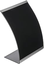 HUBERT Sign Holder, Black Acrylic Curved with Silver Accent Strip - 8 1/2" L x 11" H