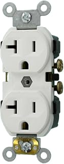 Leviton 20-Amp, 125-Volt, Narrow Body Duplex Receptacle, Straight Blade, Commercial Grade, Self Grounding, CR20-W, White