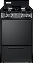 20in Wide Gas Range by Summit Appliance – 2.46 cubic_feet, porcelain, Black, Model TNM1107C