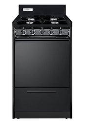20in Wide Gas Range by Summit Appliance – 2.46 cubic_feet, porcelain, Black, Model TNM1107C