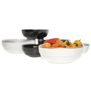 White Serving Bowl with Silver Trim - 7 7/10"Dia x 2 3/5"H by HUBERT – Melamine, White, Model M2063-SILVERRIM