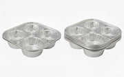 4-Cavity Cup Aluminum Foil Muffin Cupcake Pan - Disposable Baking Tin (Pack of 25) by Handi-Foil – 8-1/4" L x 8-1/4" W x 1-13/16" D, 5.25 fluid_ounces, Silver, Model 4055-30