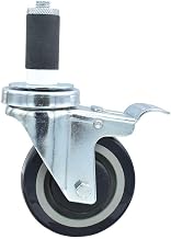 BK Resources 4" Polyurethane 1-1/4" Expanding Stem Swivel Caster for Work Tables with Total Lock Brake, NSF, 300lb Capacity Per Wheel
