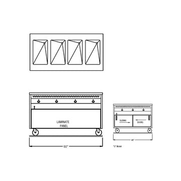 60" Open Cabinet Base Hot Food Table by Randell – Multi Color, Model RAN HTD-4S