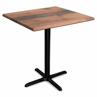 Glownary Excalibur Square Counter Height Table – Brown Wood Laminate Top with Black Steel Base, 36x36 Inch, Indoor Outdoor
