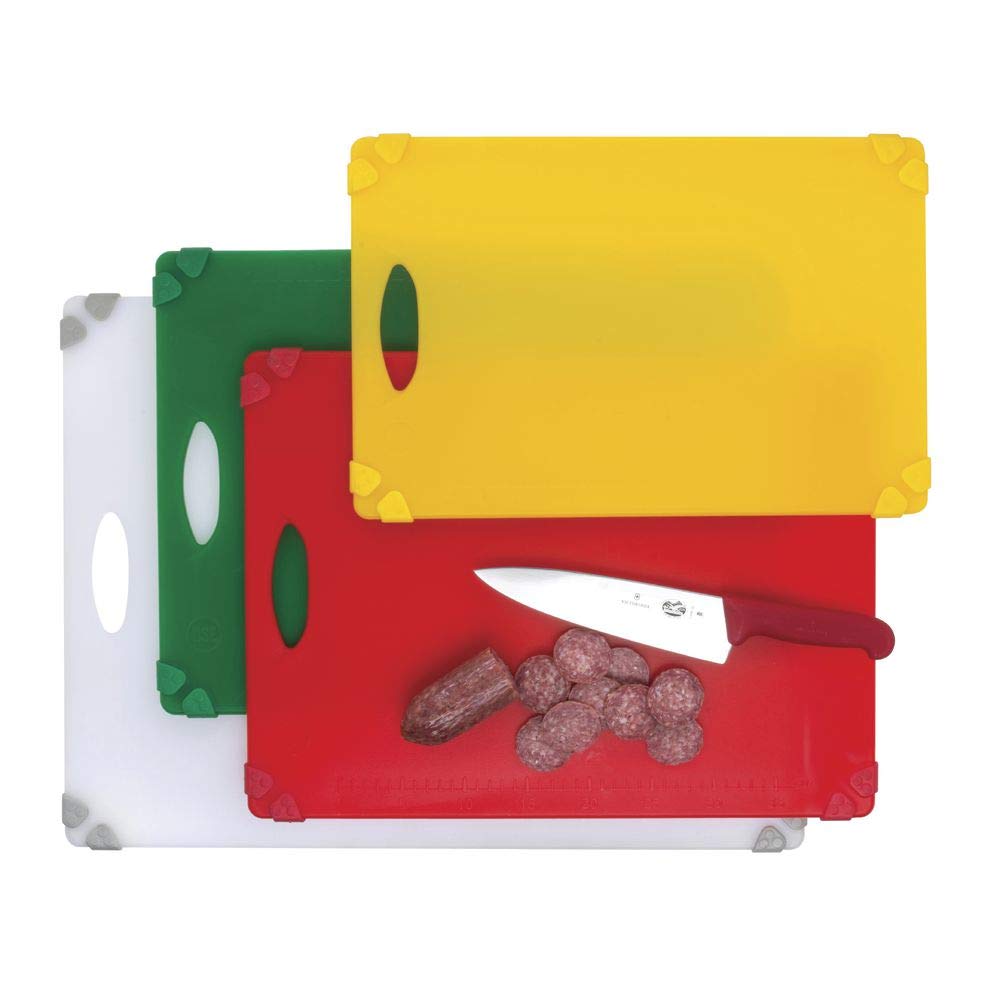 Kratos by Yellow Cutting Board with Non-Slip Grippers - 15" L x 20" W x 1/2 H by HUBERT – Plastic, Yellow, Model 1520-AL-YL