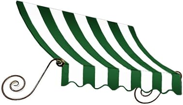 AWNTECH 10.38 FT. Charleston Fixed Awning 124.5 in. W X 18 in. H X 36 in. D Acrylic Fabric in Forest/White Stripe CT1836-10FW
