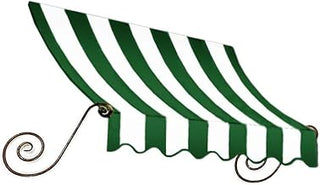 AWNTECH 10.38 FT. Charleston Fixed Awning 124.5 in. W X 24 in. H X 36 in. D Acrylic Fabric in Forest/White Stripe CT23-10FW