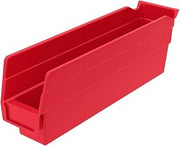 Akro-Mils 30110 Heavy Duty Plastic Shelf Bins, 12" x 3" x 4", Red, 24-Pack | Heavy Duty Nesting Storage Bins for Garage, Closet, Refrigerator, Kitchen, Cabinet, Drawer Organization, Pantry Organization