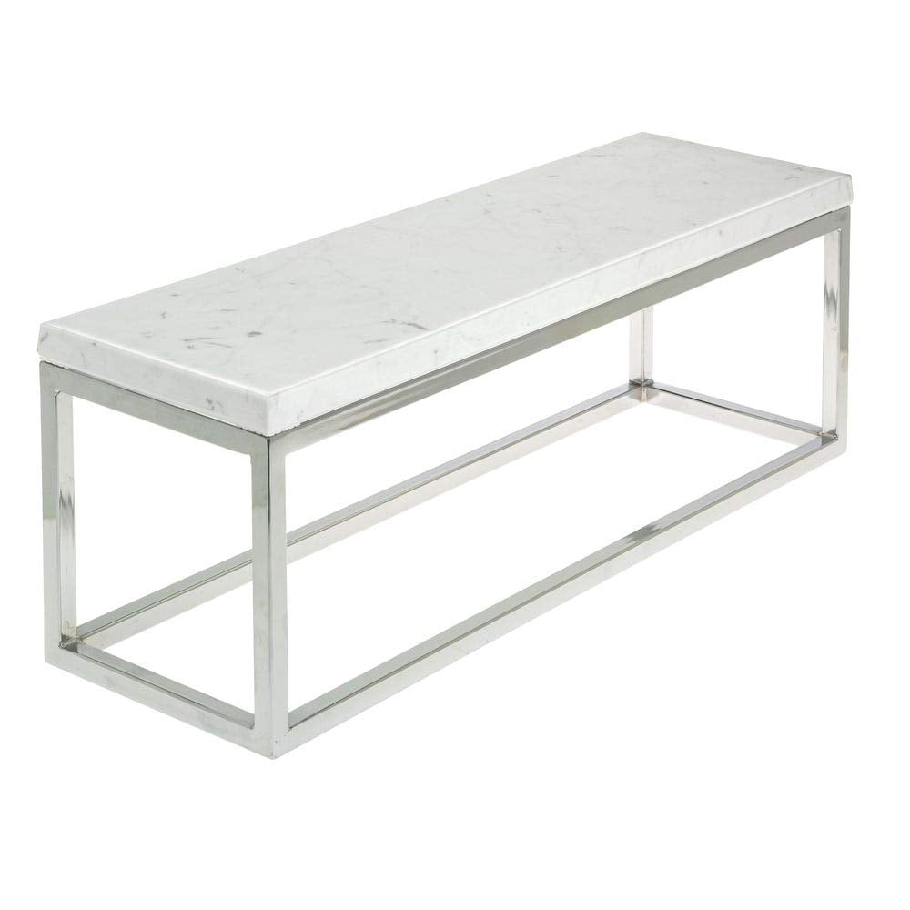 Cerve Collection Chrome Display Riser with Marble Top - 7"H by HUBERT – Metal, Grey, Model 65628+34778