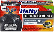 Hefty Ultra Strong Large Trash Bags (Multipurpose, Scent Free, Drawstring, 30 Gallon, 25 Count)