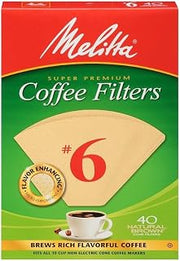 Melitta Brown Coffee Filters #6, 40 Count