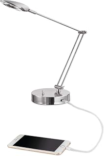 Alera ALELED900S 11 in. W x 6.25 in. D x 26 in. H Adjustable Brushed Nickel LED Task Lamp with USB Port