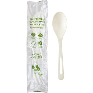 World Centric TPLA Individually Wrapped Spoon, 6 inch - 750 per case.