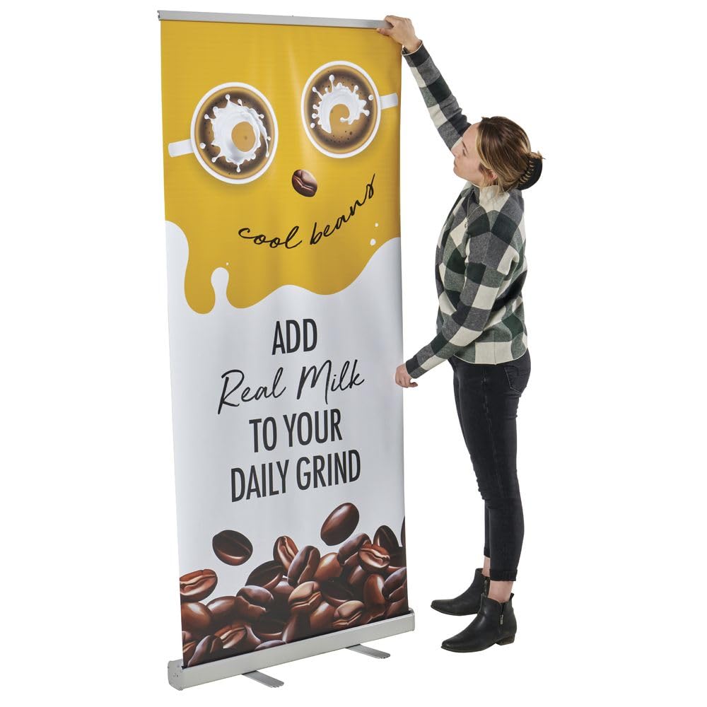 Retractable Banner Stand - 79" L x 33" W by HUBERT – Black