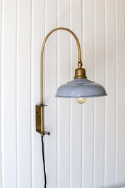 Wall Light with Grey Shade by KALALOU – 15 x 8 x 18, Brass, Grey, Gold, Model NDE1424