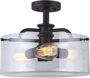 Canarm Albany 3 Light Semi Flush with Clear Glass - Oil Rubbed Bronze