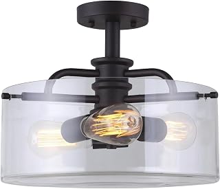Canarm Albany 3 Light Semi Flush with Clear Glass - Oil Rubbed Bronze