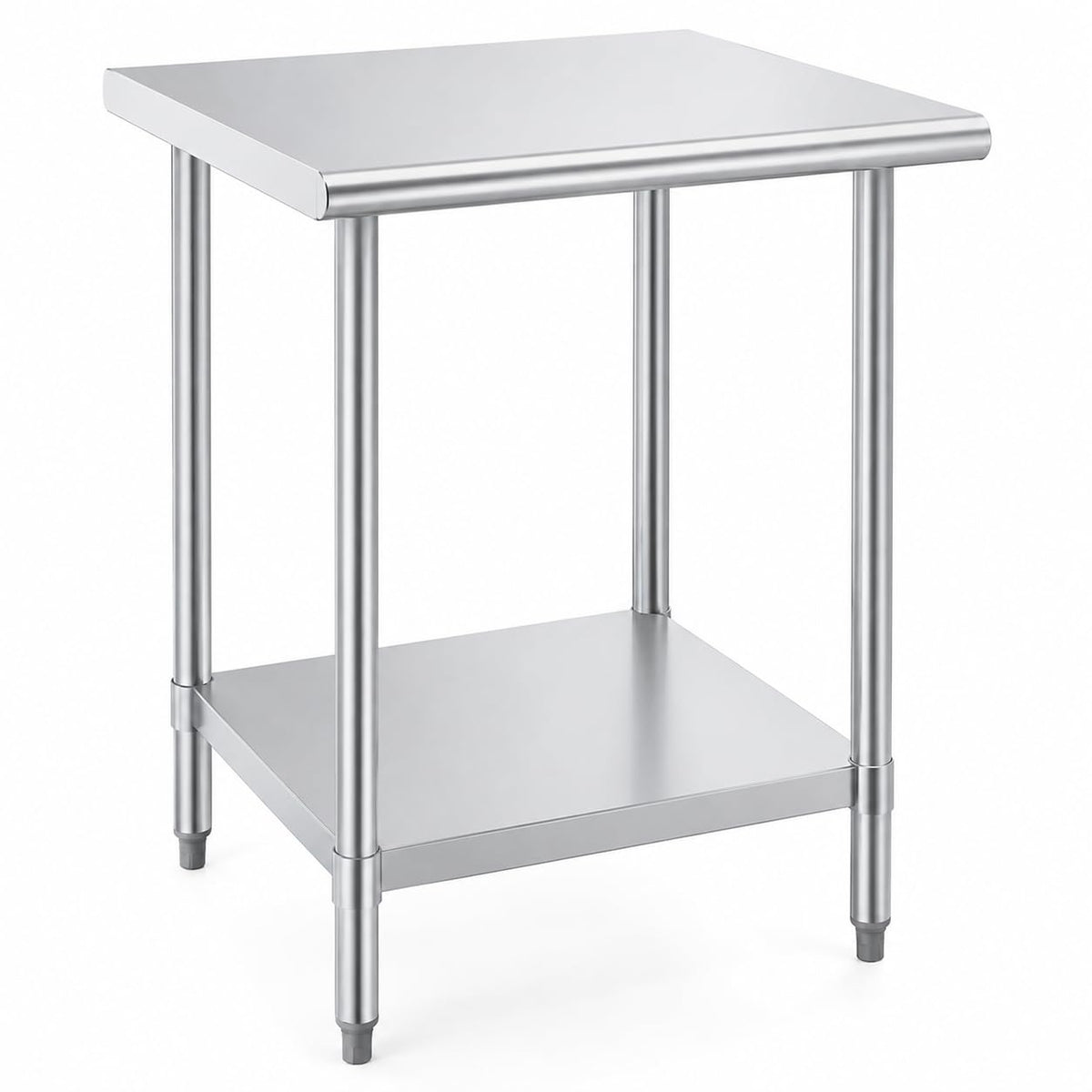 Glownary 30" x 30" Stainless Steel Work Table with Undershelf – 18 Gauge 430 Steel, Galvanized Legs