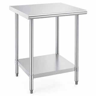 Glownary 30" x 30" Stainless Steel Work Table with Undershelf – 18 Gauge 430 Steel, Galvanized Legs