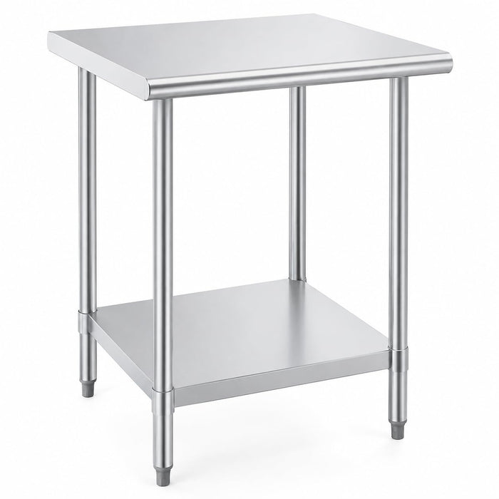 Glownary 30" x 30" Stainless Steel Work Table with Undershelf – 18 Gauge 430 Steel, Galvanized Legs