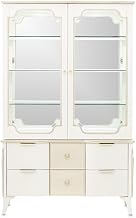 Michael Amini La Marisia Beige Display Cabinet Solid & Manufactured Wood Single Piece Poplar Wood Storage with Elegant Creamy Pearl Finish for Home and Office Decor