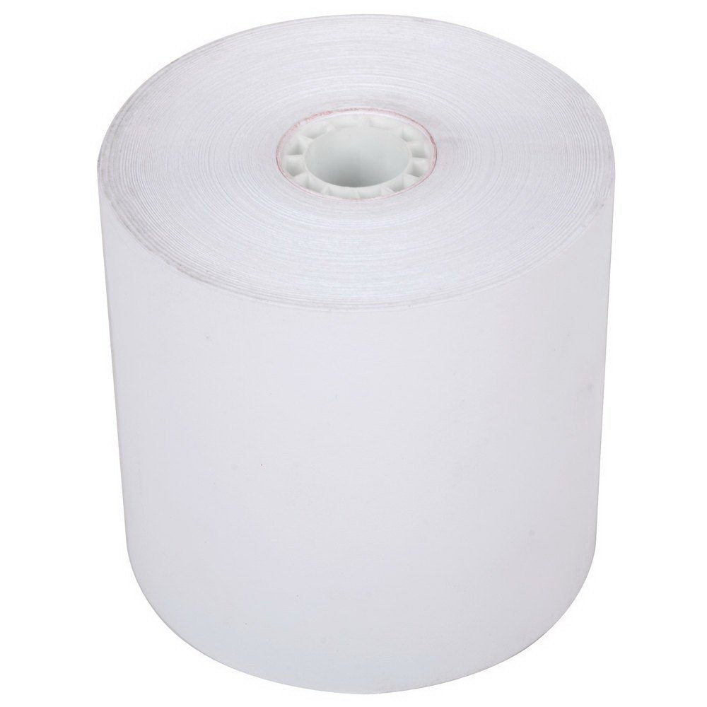 Traditional 1-Ply POS Cash Register Bond Paper Roll Tape 3" x 150' with 7/16" Core (50 Rolls per Case) by Ritemade – 150' x 3", 1-ply_bond, White, Pack of 50, Model 12-105