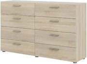 Furnifact Brown Oak Bedroom Dresser with 8 Drawers, Timeless Design, Hard-Wearing Pulls, Metal Drawer Runners, Stylish Storage Solution for Cozy Bedrooms