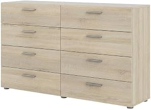 Furnifact Brown Oak Bedroom Dresser with 8 Drawers, Timeless Design, Hard-Wearing Pulls, Metal Drawer Runners, Stylish Storage Solution for Cozy Bedrooms
