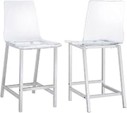 Furnifact Acrylic Counter Stools with Chrome Base Set of 2 Bar Stools for Kitchen Island or Counter Height Chairs, Clear