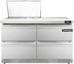 DL48-12M-FB-D Designer Line Mighty Top Sandwich Unit, 48" W, With 12 Pan Top Openings, Front Breathing & Four Drawers