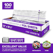 Stock Your Home 12" Inch / Silver / 100 Aluminum Foil