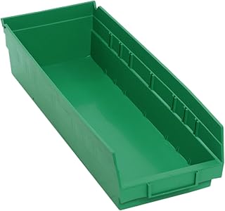 QUANTUM STORAGE SYSTEMS K-QSB104GN-10 10-Pack Plastic Shelf Bin Storage Containers, 17-7/8" x 6-5/8" x 4", Green