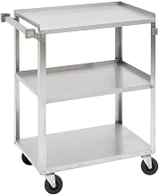 HUBERT Stainless Steel 3-Shelf Medium Duty Utility Cart - 39 1/4" L x 22 3/8" W x 37 1/4" H