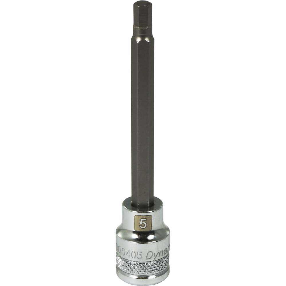 Tools 3/8" Drive Metric Hex Head by Dynamic – 5 mm, Metal, Chrome Finish, Model D006405