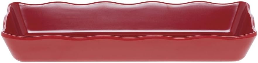 HUBERT Platter Red Scalloped Melamine - 14"L x 5 1/2"W x 2"H