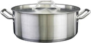 Thunder Group SLSBP015, 15 Quart Stainless Steel Brazier with Cover, Commercial Braising Pan with Lid, Professional Braiser