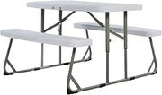 Flash Furniture Kids Commercial Grade Plastic Folding Picnic Table, White | Easy Fold, Seating for 4 Kids, Durable Construction, Commercial Use