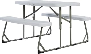 Flash Furniture Kids Commercial Grade Plastic Folding Picnic Table, White | Easy Fold, Seating for 4 Kids, Durable Construction, Commercial Use
