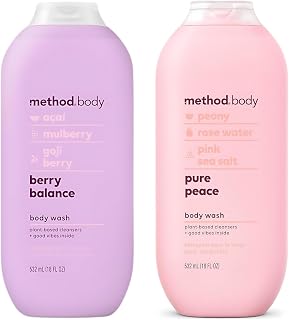 Method Body Wash Duo, Moisturizing Body Wash, Daily Shower Gel and Plant-Based Body Cleanser, Pure Peace, Berry Balance, 18 Fluid Ounce (Variety Pack)