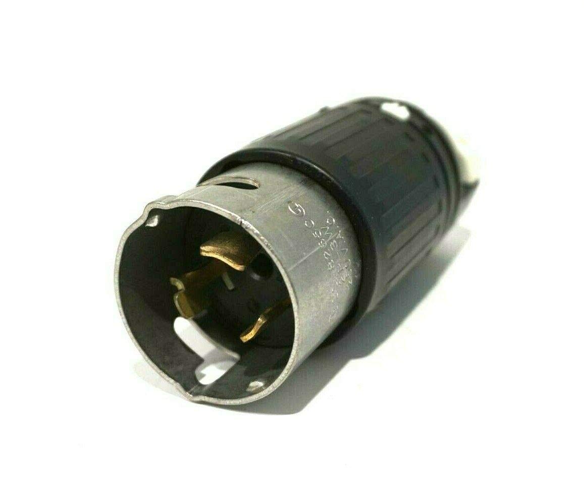 AC Plug CA STD 50a 250v Male by Hubbell – Nylon, Black/White, Model CS8265C