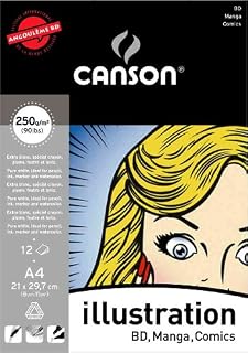 Canson Pack of 10 BD BD Sheets 12 Smooth Sheets 250 g A4 Format (BD Manga..)